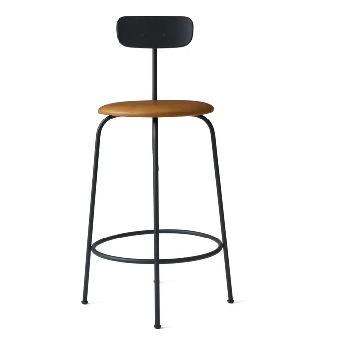 Audo Copenhagen Tabouret de bar Afteroom, piètement noir | Cognac