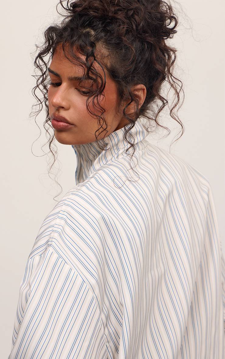 Bleu Veste Boutonnée À Rayures