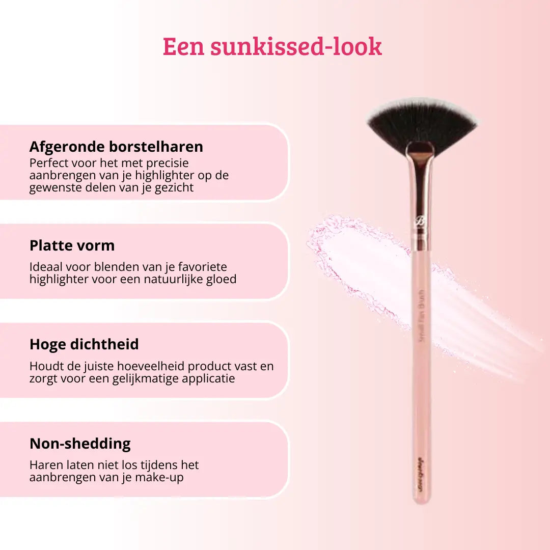 Pink & Rose Gold Small Fan Brush
