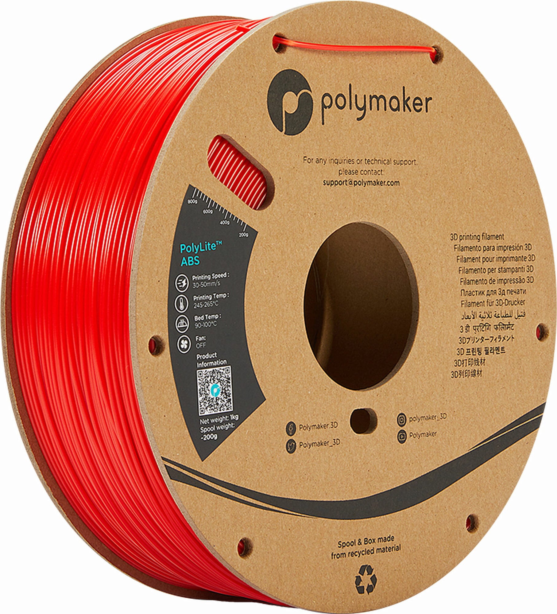 Polymaker  PolyLite ABS Rot, 1,75 mm (1.000 g)    Außergewöhnliche Qualität mit PolyLite ABS in Rot