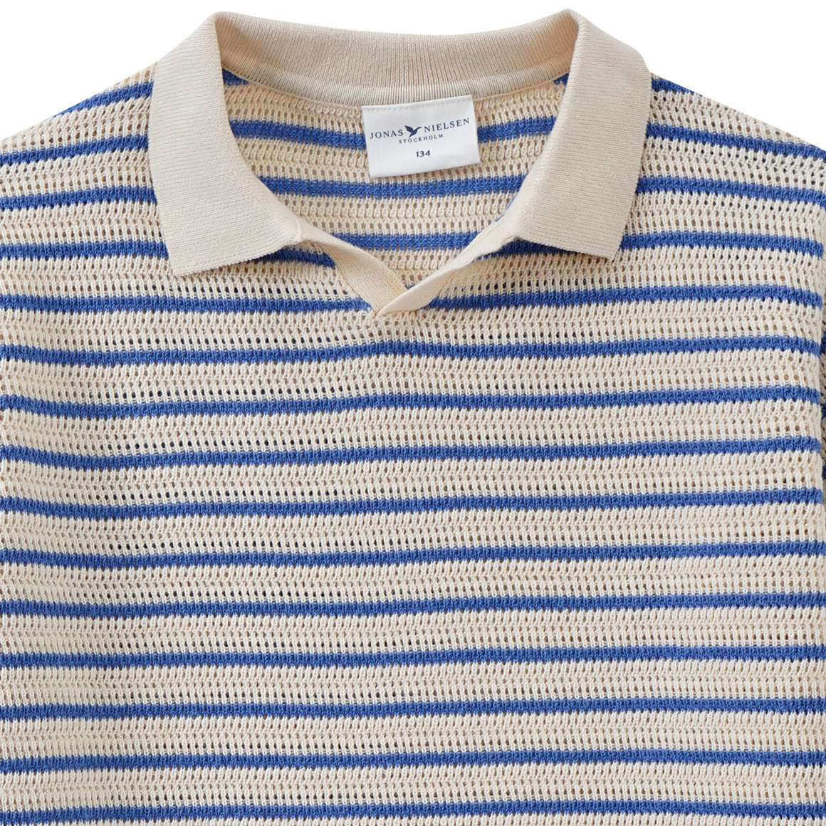 Jonas Nielsen Jungen Strick-Poloshirt mit Streifen blau / hellbeige