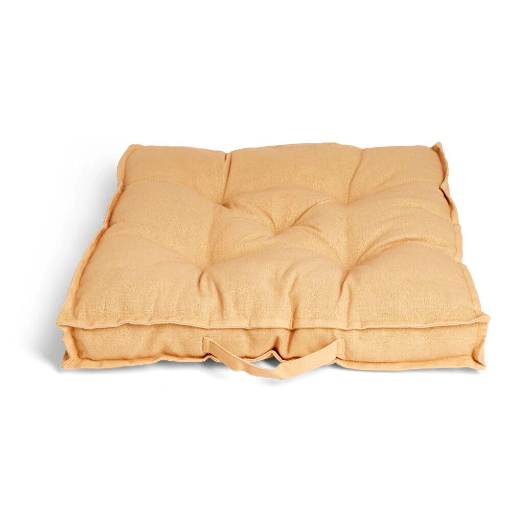 Coussin de sol 50x50xÉp8cm avec poignée jaune ocre