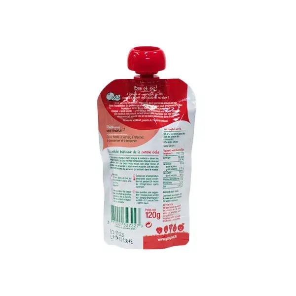 Compota de Maçã Gala Orgânica Good Goût em Sachê +4m Orgânica 120g