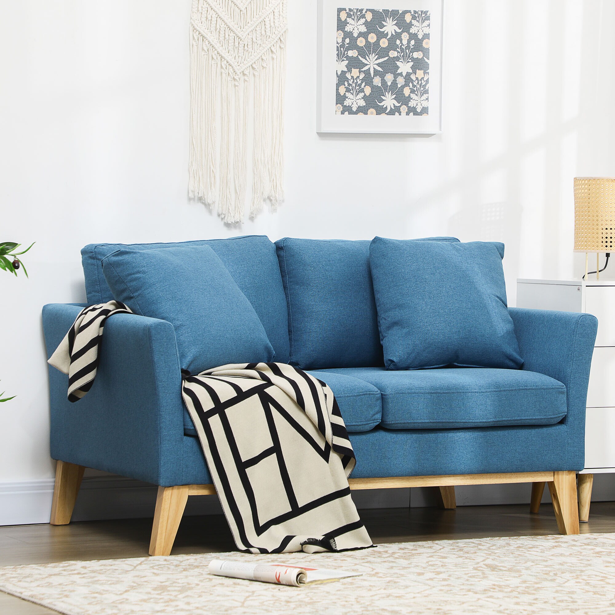 HOMCOM 2-Sitzer-Sofa mit Kissen beige 137L x 78B x 78H cm
