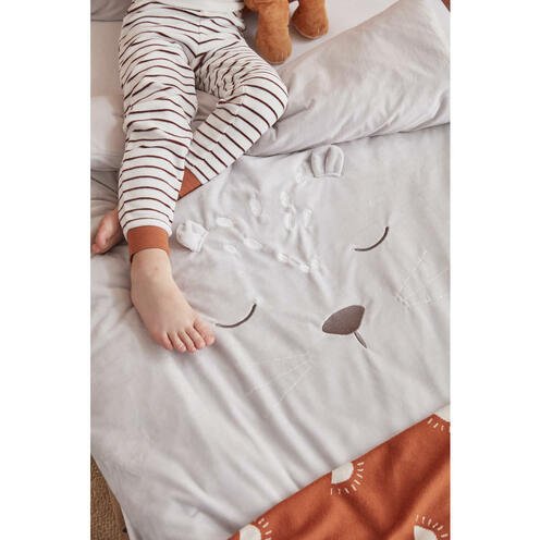 Housse couette 100 cm X 140 cm veloudoux gris Babou & Kendi - NOUKIE 'S