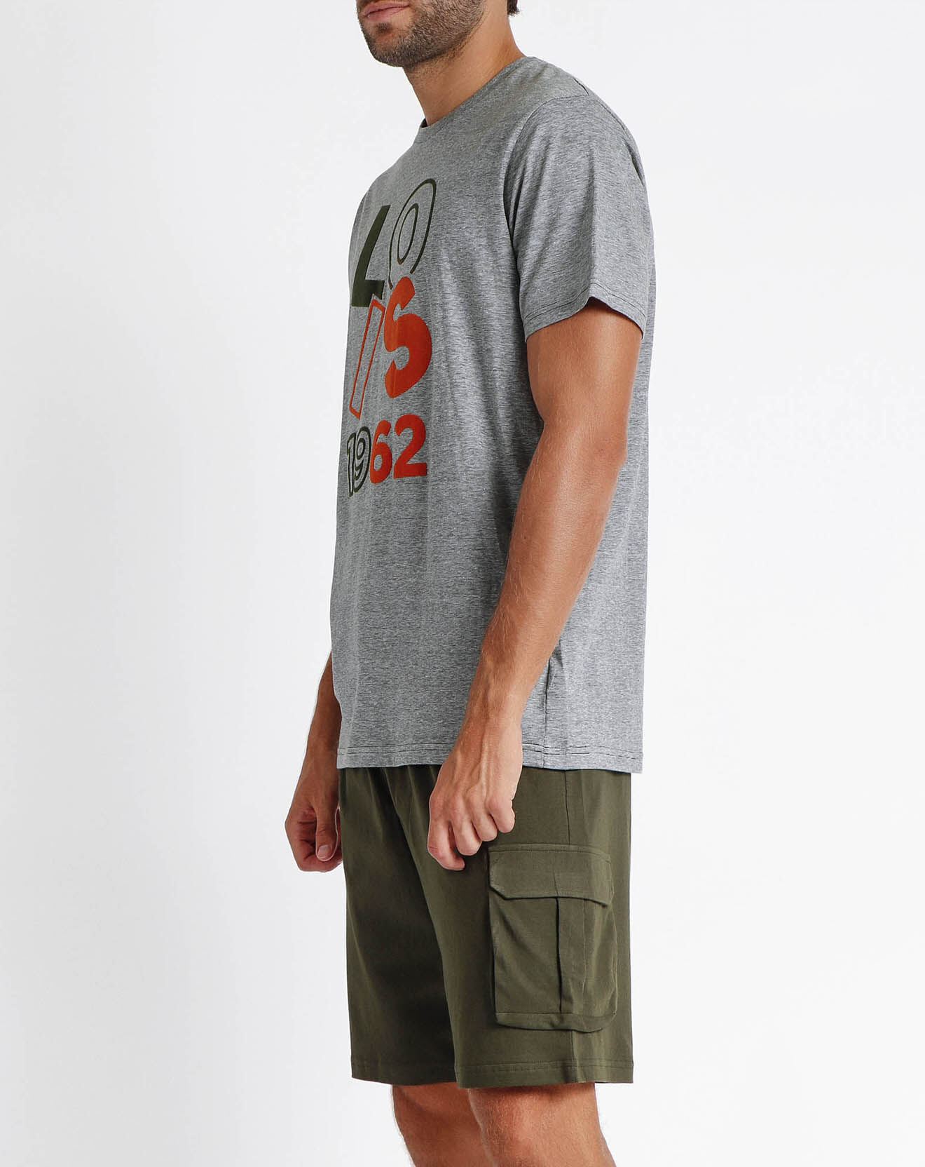 Lois Pyjama T-Shirt & Short Emilio vert kaki/gris