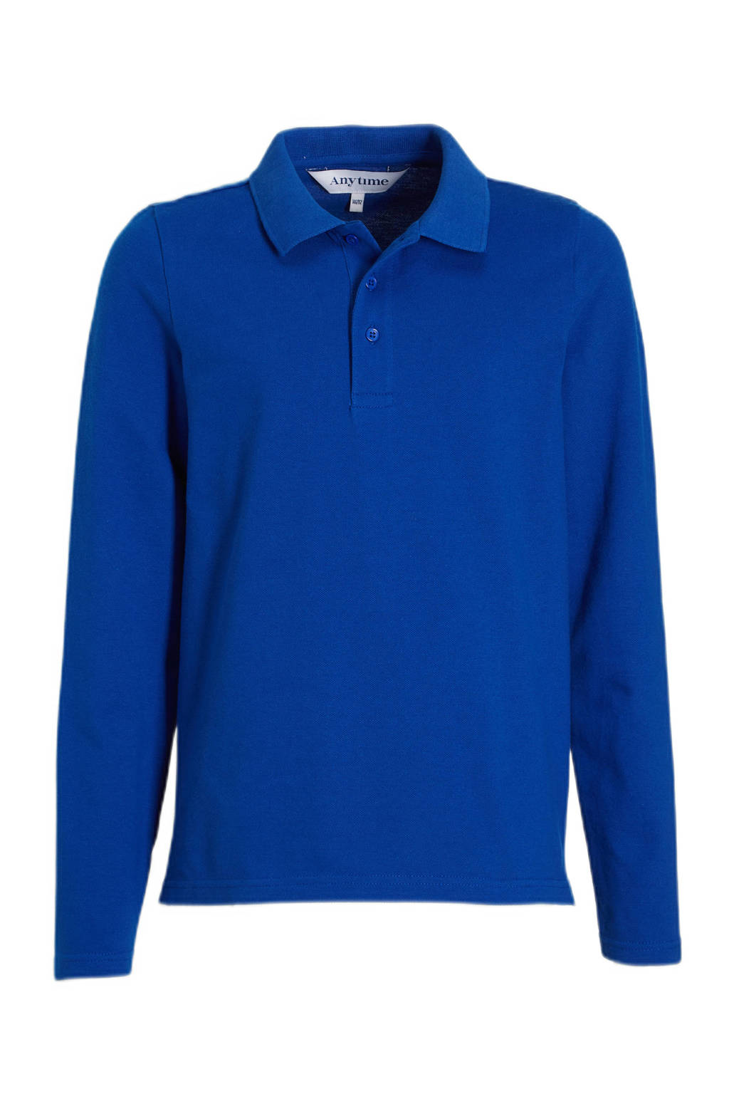 anytime piqué longsleeve polo blauw