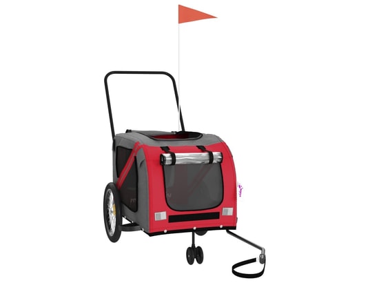 VIDAXL - Remorque de vélo pour chien rouge et gris tissu oxford et fe...