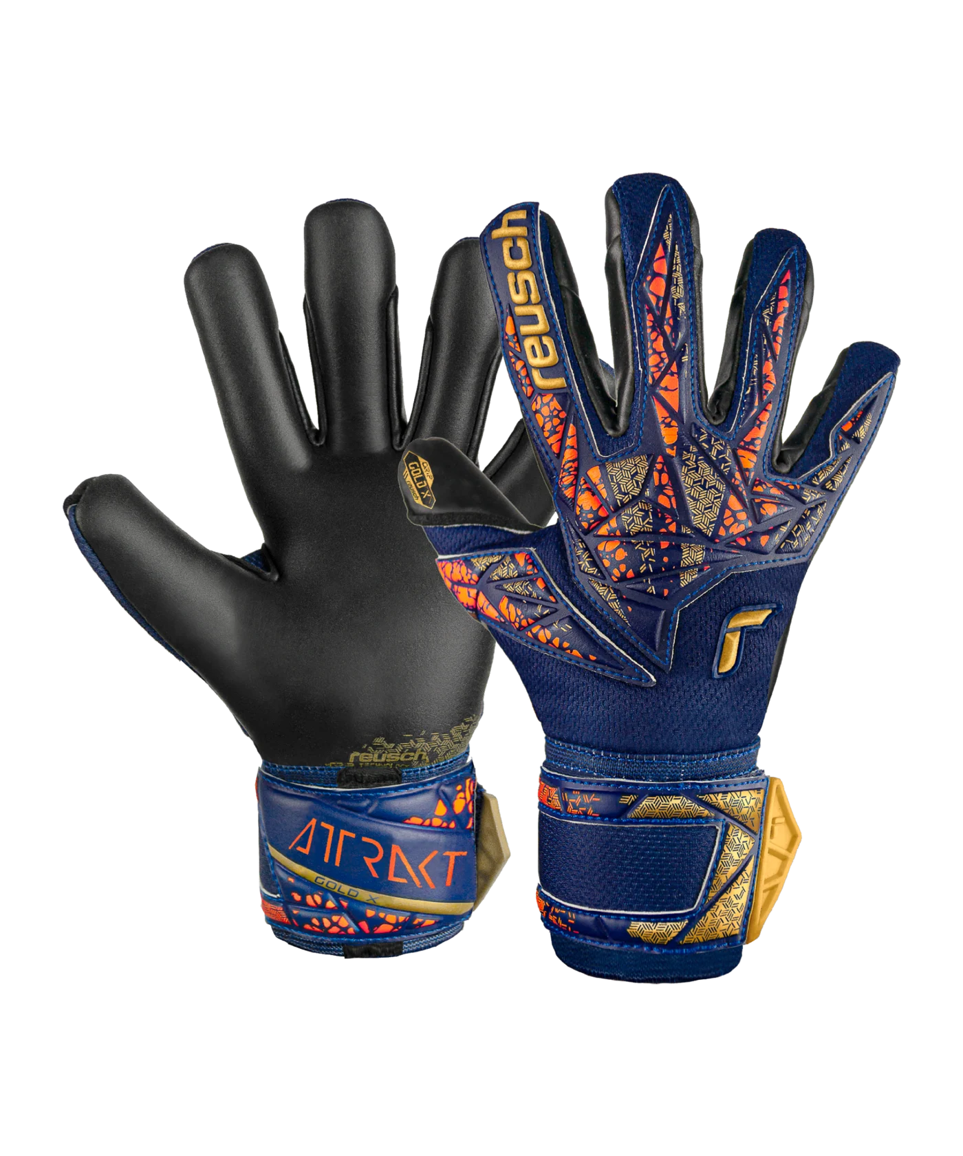 Reusch Attrakt Gold X TW-Handschuhe Night Spark 2024 Blau Gold Schwarz F4411