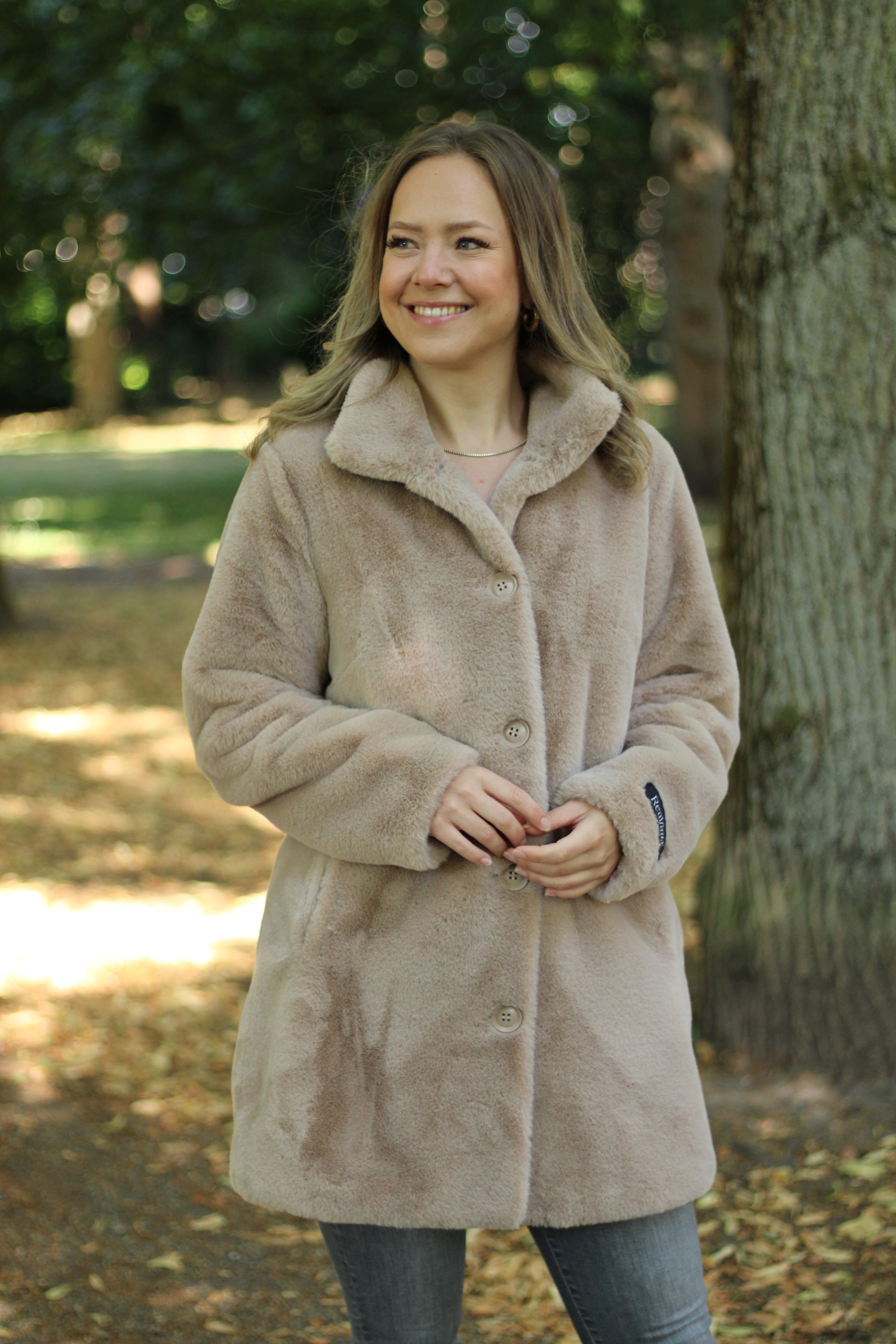 Rino & Pelle - Nonna Single Breasted Fake Fur Coat - Oat