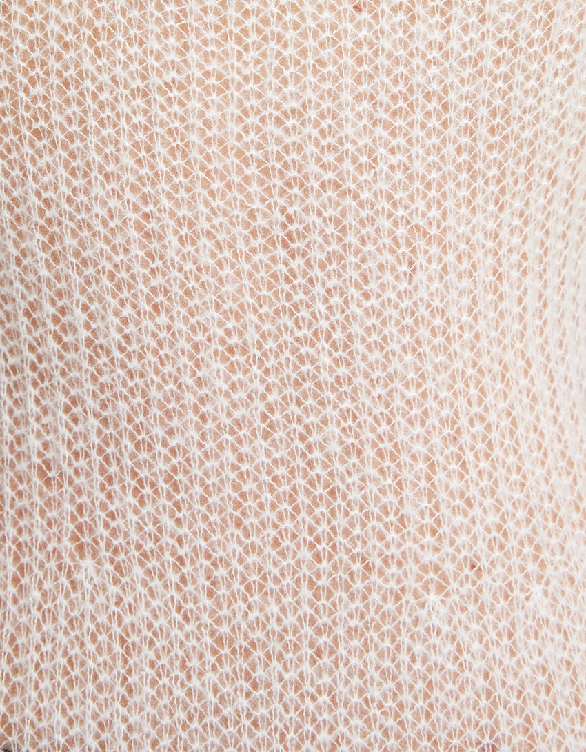 Vestido longo de malha aberta com alças finas