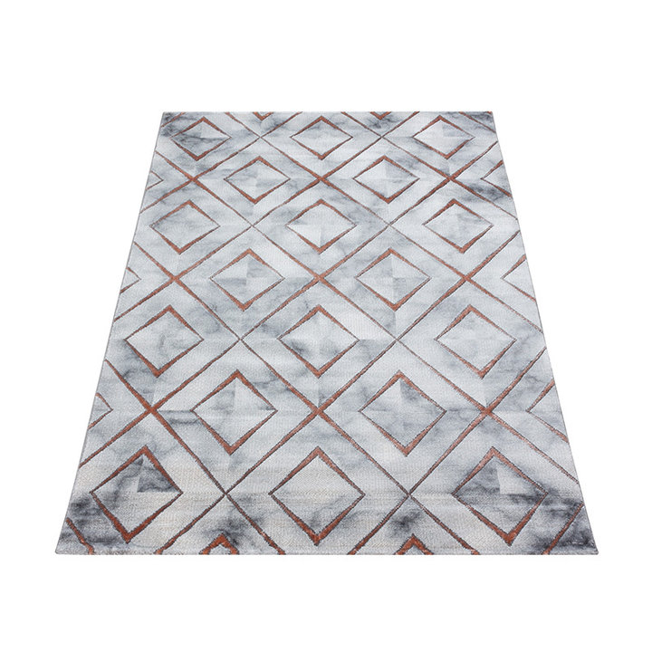 Modern vloerkleed - Marble Square Grijs/Bruin | Topper