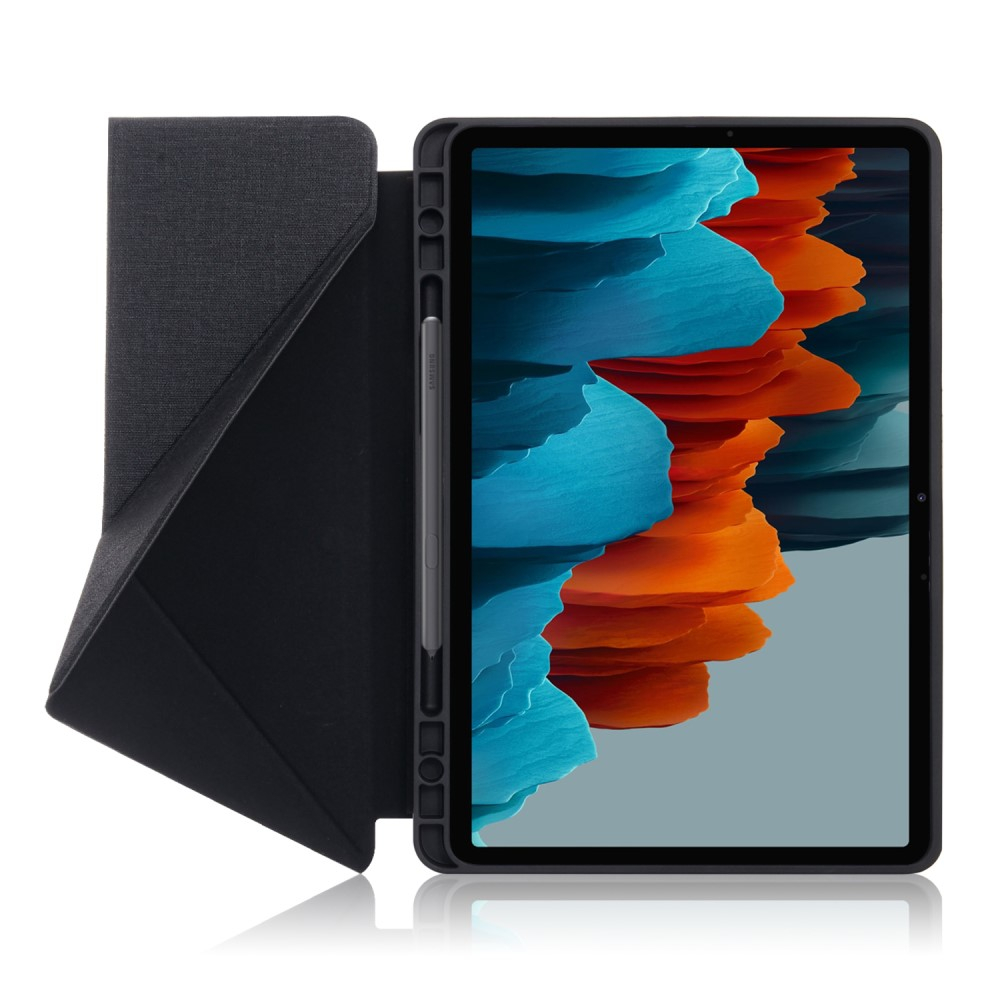 Samsung Galaxy Tab S8  Plus / Tab S7  Plus / Tab S7 FE 5G Leder Tasche Smart Cover Origami Flip Case - Schwarz