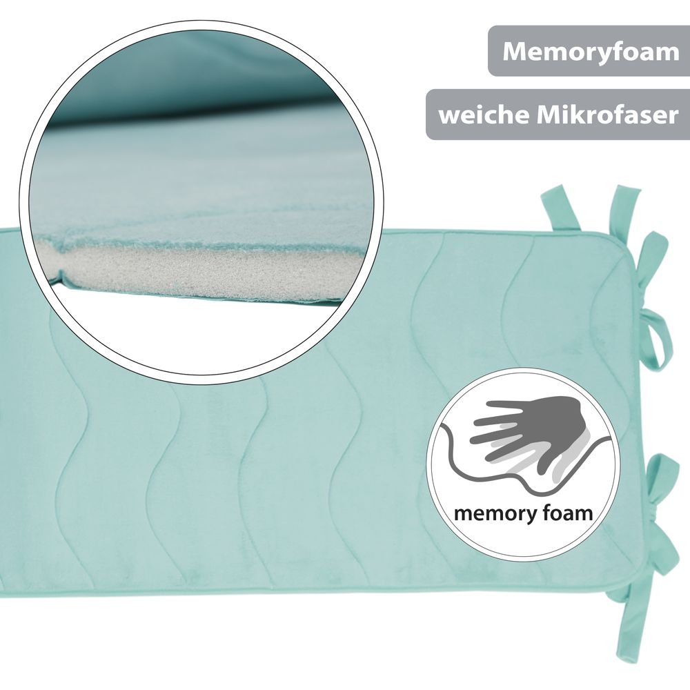 WOHNWOHL® Viskoelastische Sonnenliegenauflage • Liegenauflage • Liegenbezug • Liegestuhl-Auflage • mit Memory Schaumstoff • inklusive Seitenfach • Größe: 190x58cm • versch. Farben