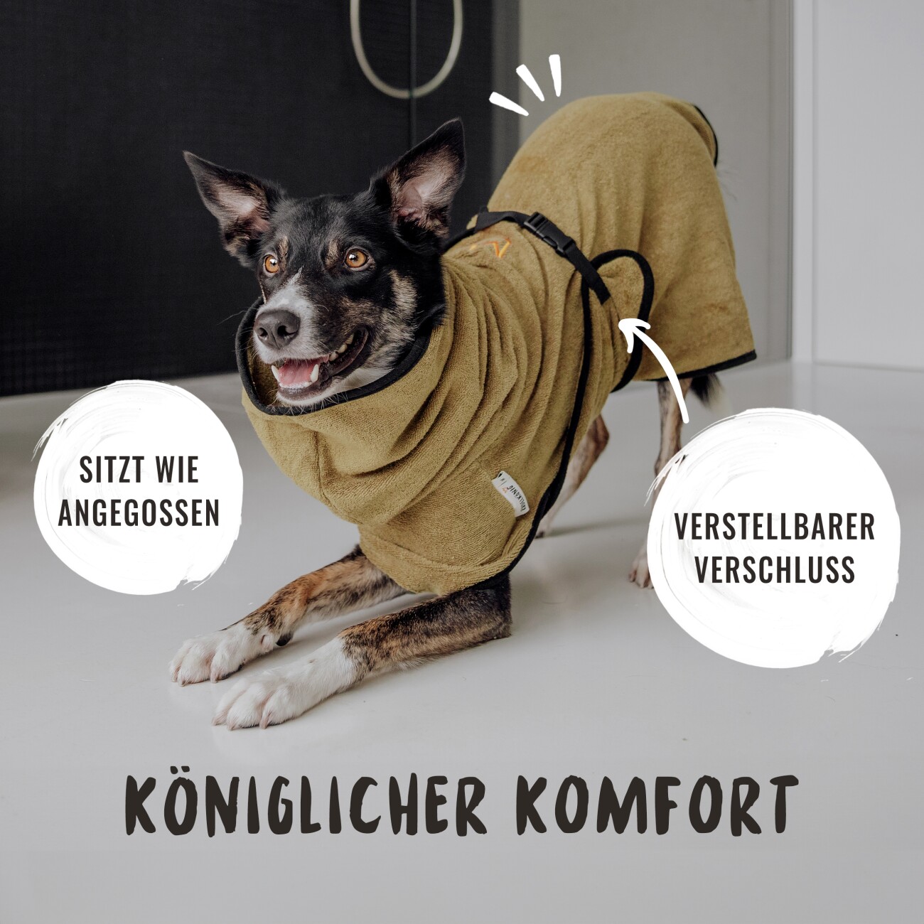 Rudelkönig Hundebademantel – schnelltrocknend & saugstark S