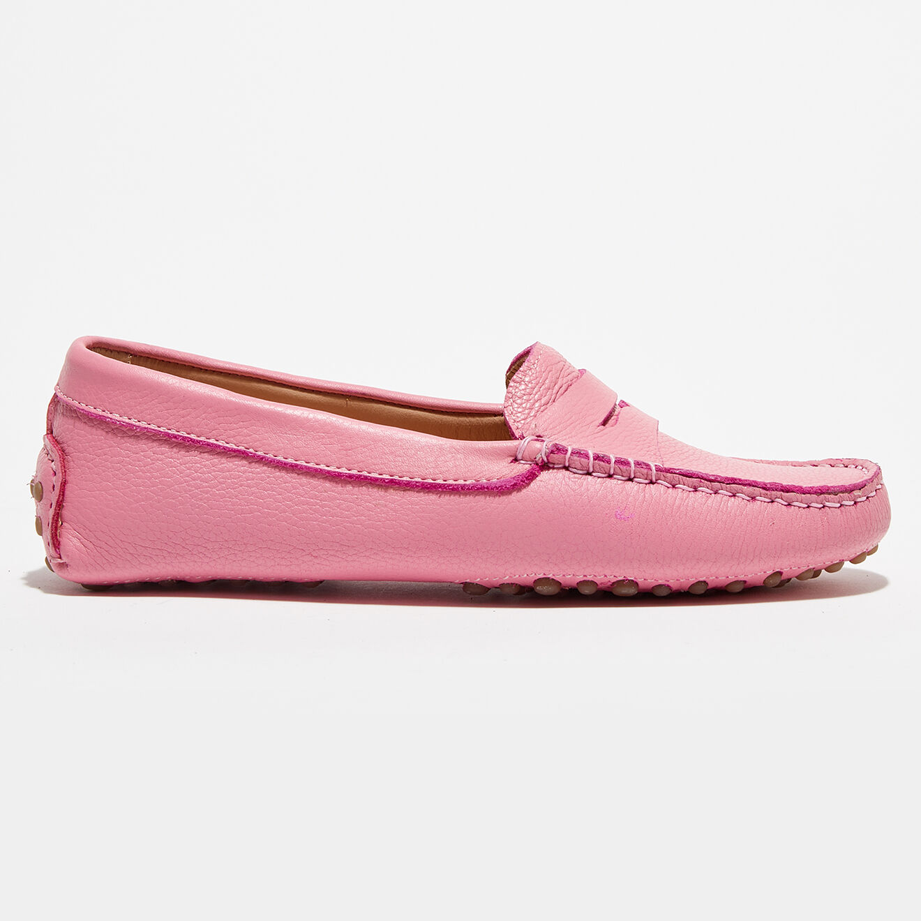Loafers Mocassins en Cuir Grainé Nell  roses