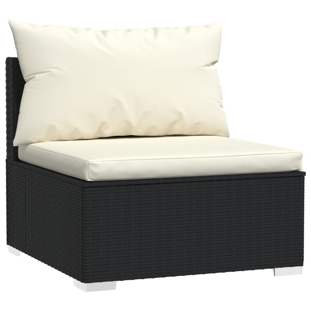 Salon de jardin meuble d'extérieur ensemble de mobilier 6 pièces avec coussins résine tressée noir