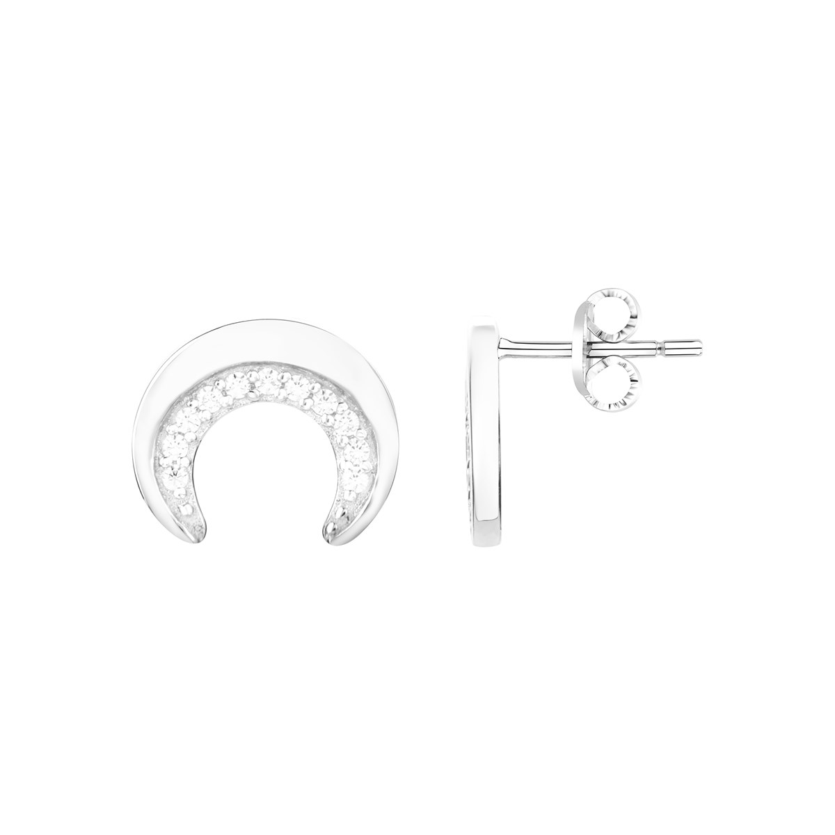 Boucles d'oreilles puces en Argent avec oxyde de zirconium blanc