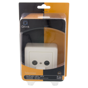Q-Link coax contactdoos cat3 RTV/RJ45 inbouw/opbouw wit
