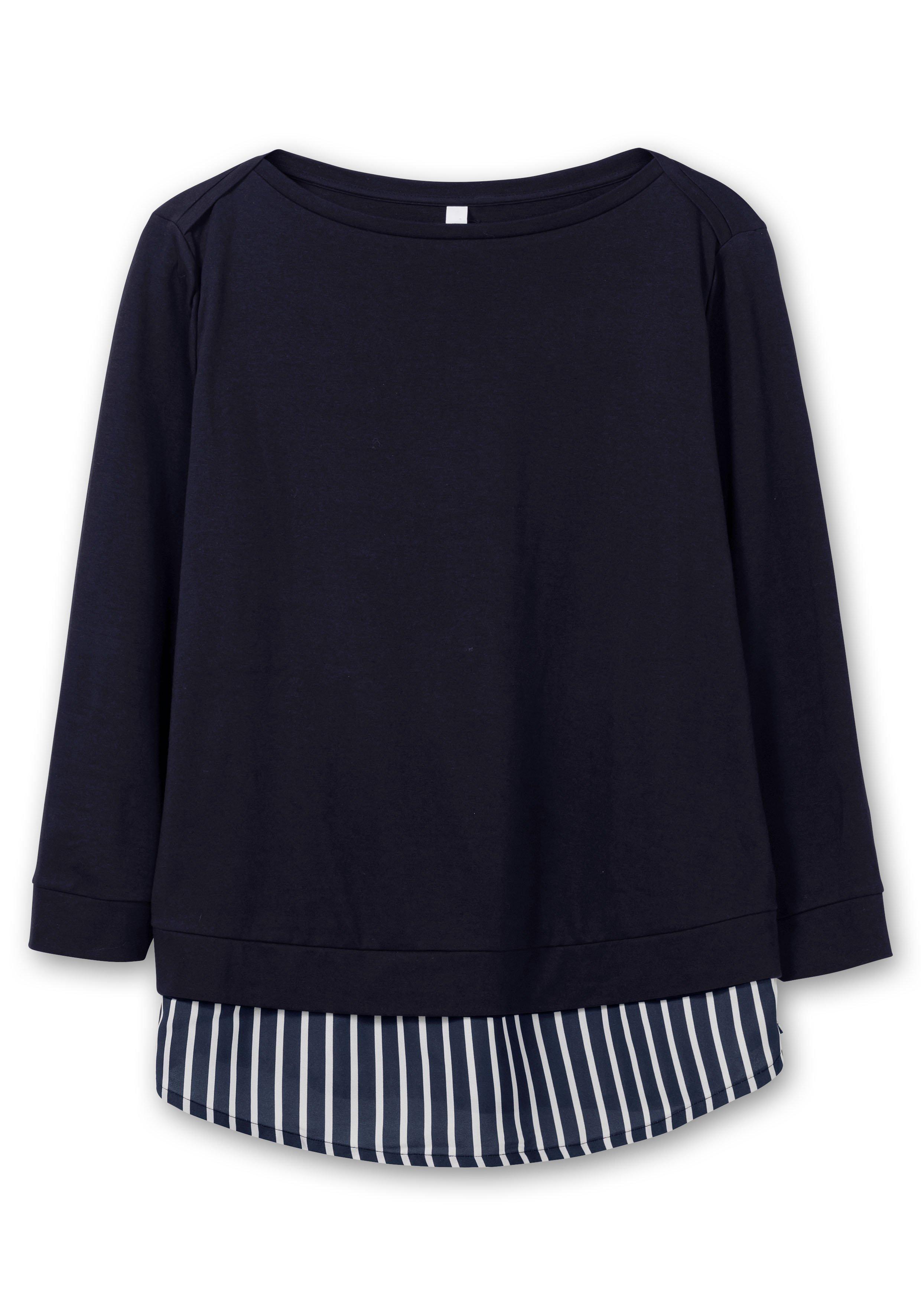 2-in-1-Langarmshirt mit Ansatz aus Blusenstoff
