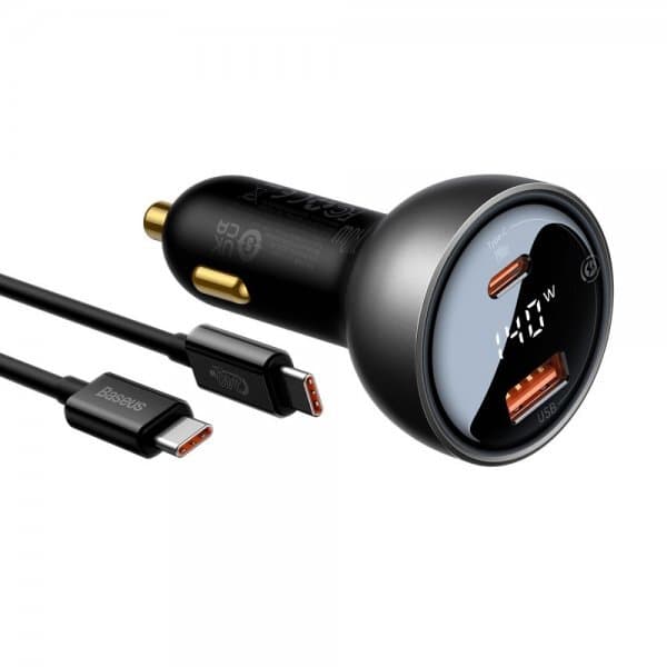 Baseus Biloplader Digital Display PD3.1 Dual Cast Car Charger 140W
