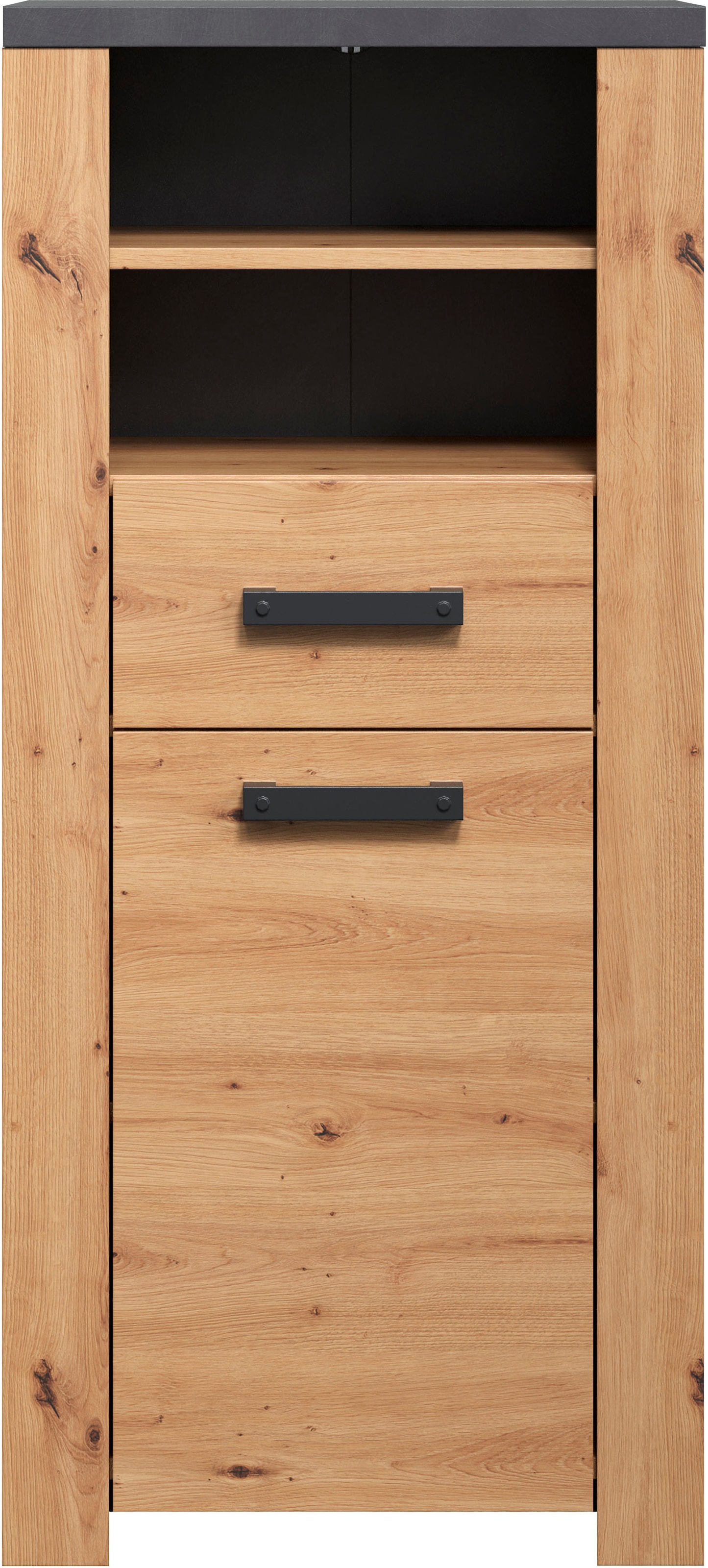 welltime Midischrank »Ambres« 1 Stk. tlg. Badschrank in matter Echtholzoptik - Masse (B/T/H) 53/35/118 cm