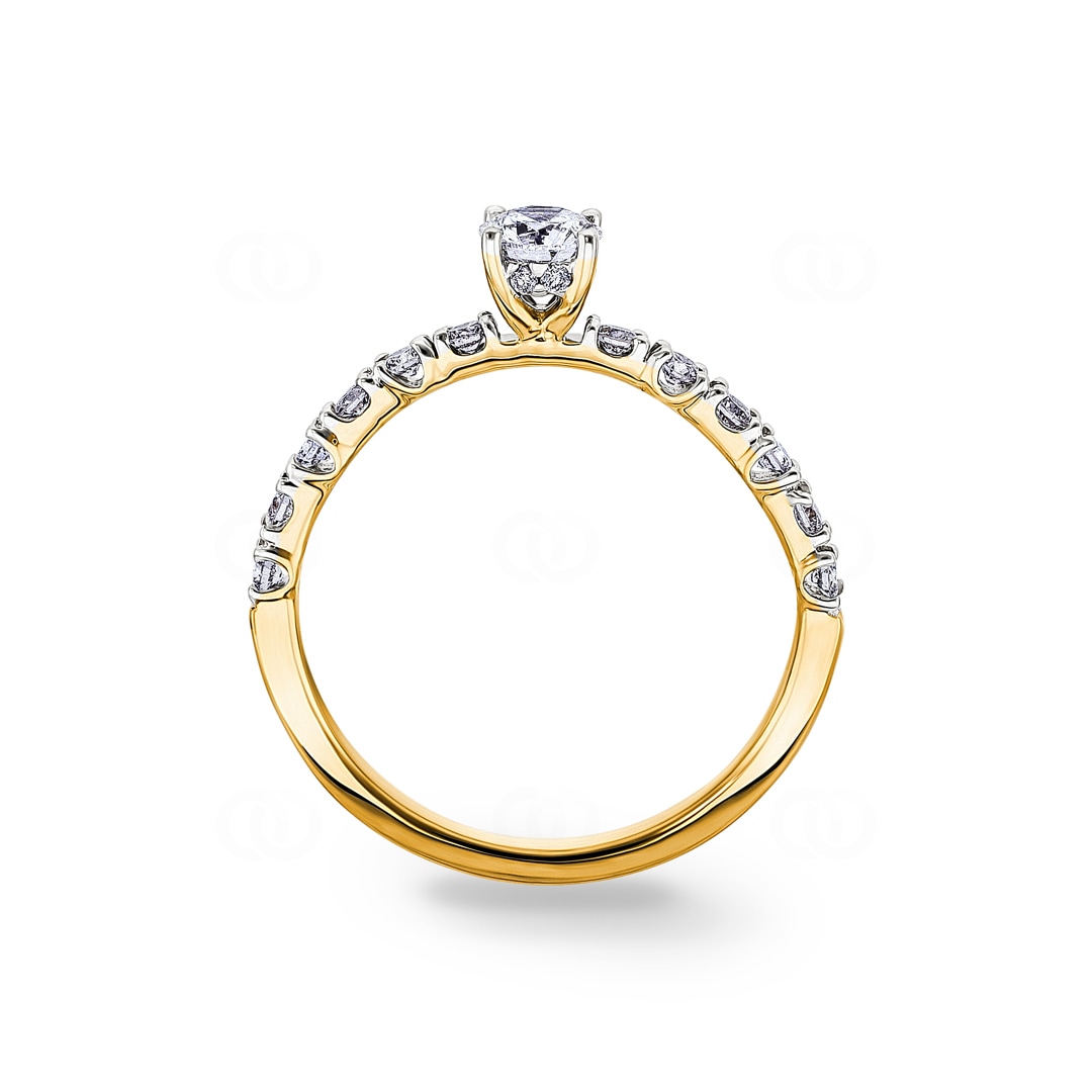 0.62ct Diamanten Pavé Solitärring 750/18 K Gelbgold
