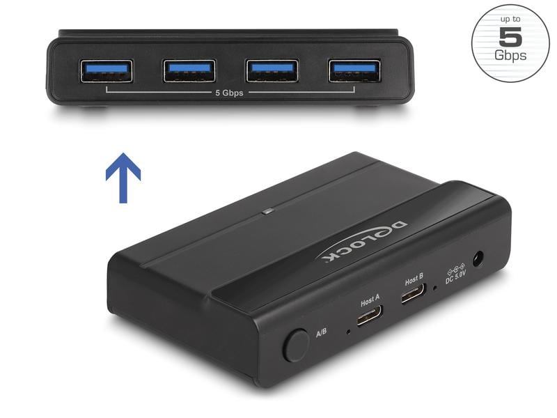 Delock USB-Switch 4x Gerät und 2x Host 5 Gbps Delock USB 5 Gbps Switch 4 x Gerät und 2 x Host