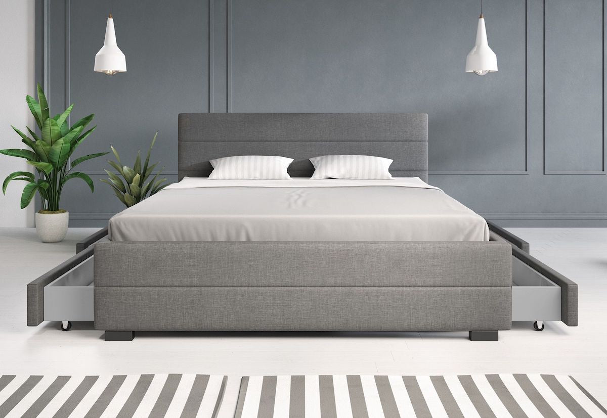 Loox - Tweepersoonsbed met 4 lades - Stof grijs - 160x200 cm