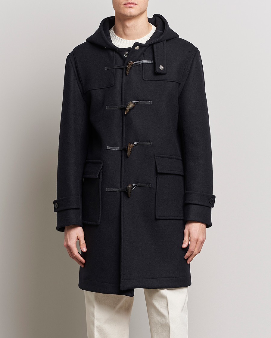 Mackintosh Weir Wool Hooded Duffle Navy