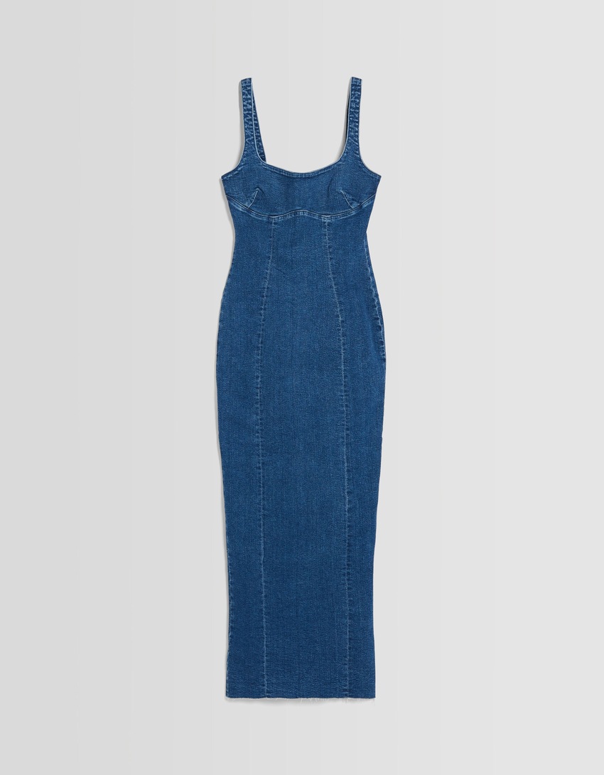 Vestido longo jeans com alças