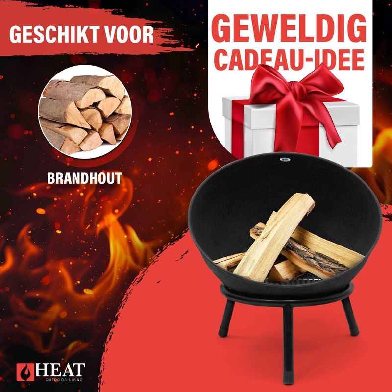 HEAT - Kappa - Vuurkorf - Zwart - Staal - Ronde Vuurkorf op Poten