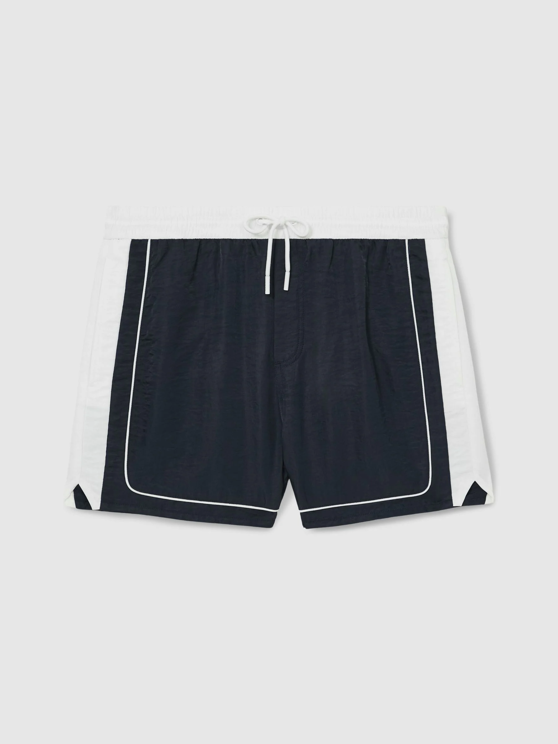 Marineblauw/wit - Reiss Cano Zwembroek met kleurvlakken en bies
