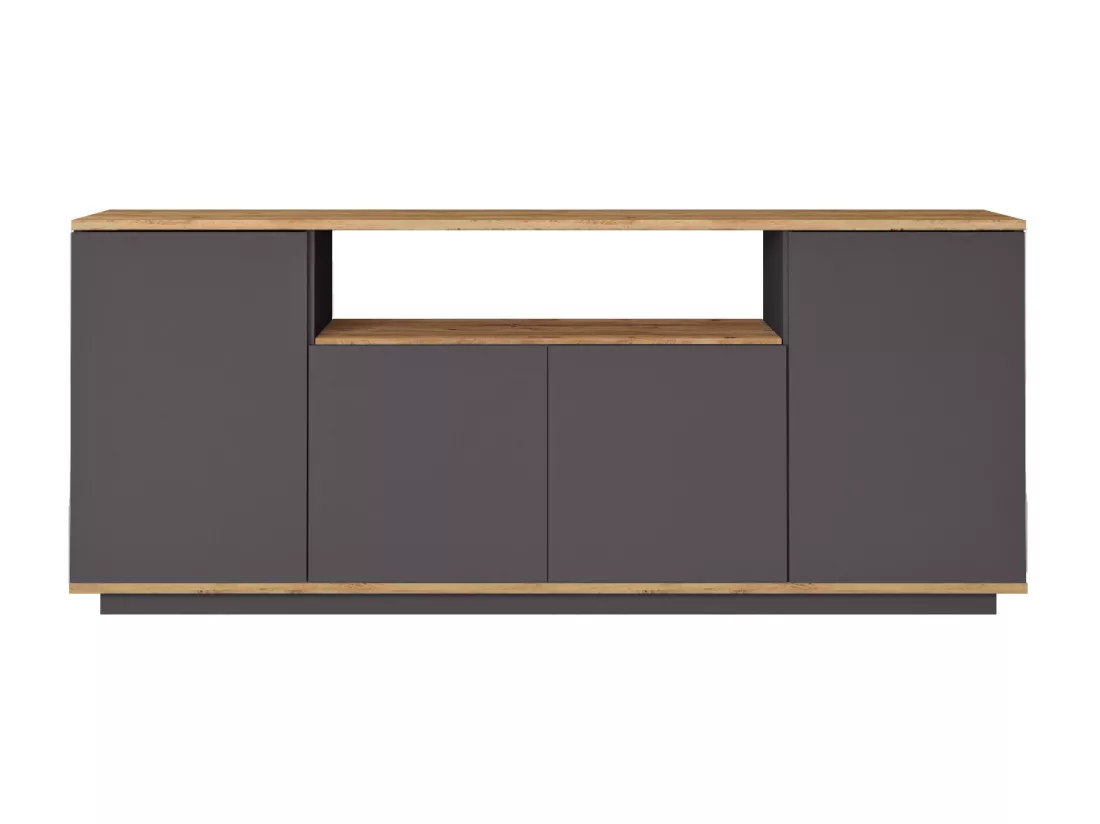 Buffet avec 4 portes et 1 étagère - Anthracite et naturel - LOTULA