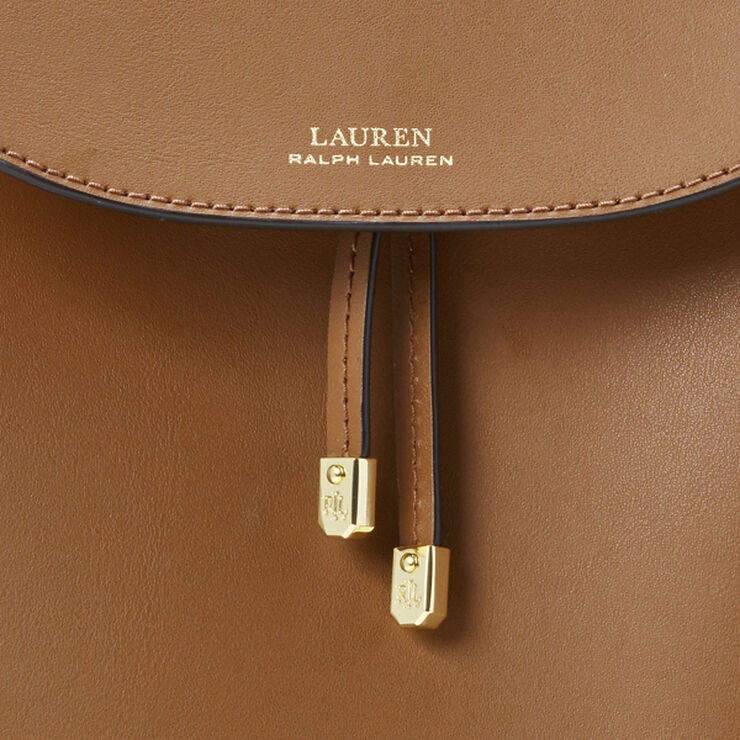 Lauren Ralph Lauren Drawstring Leather Backpack Brun