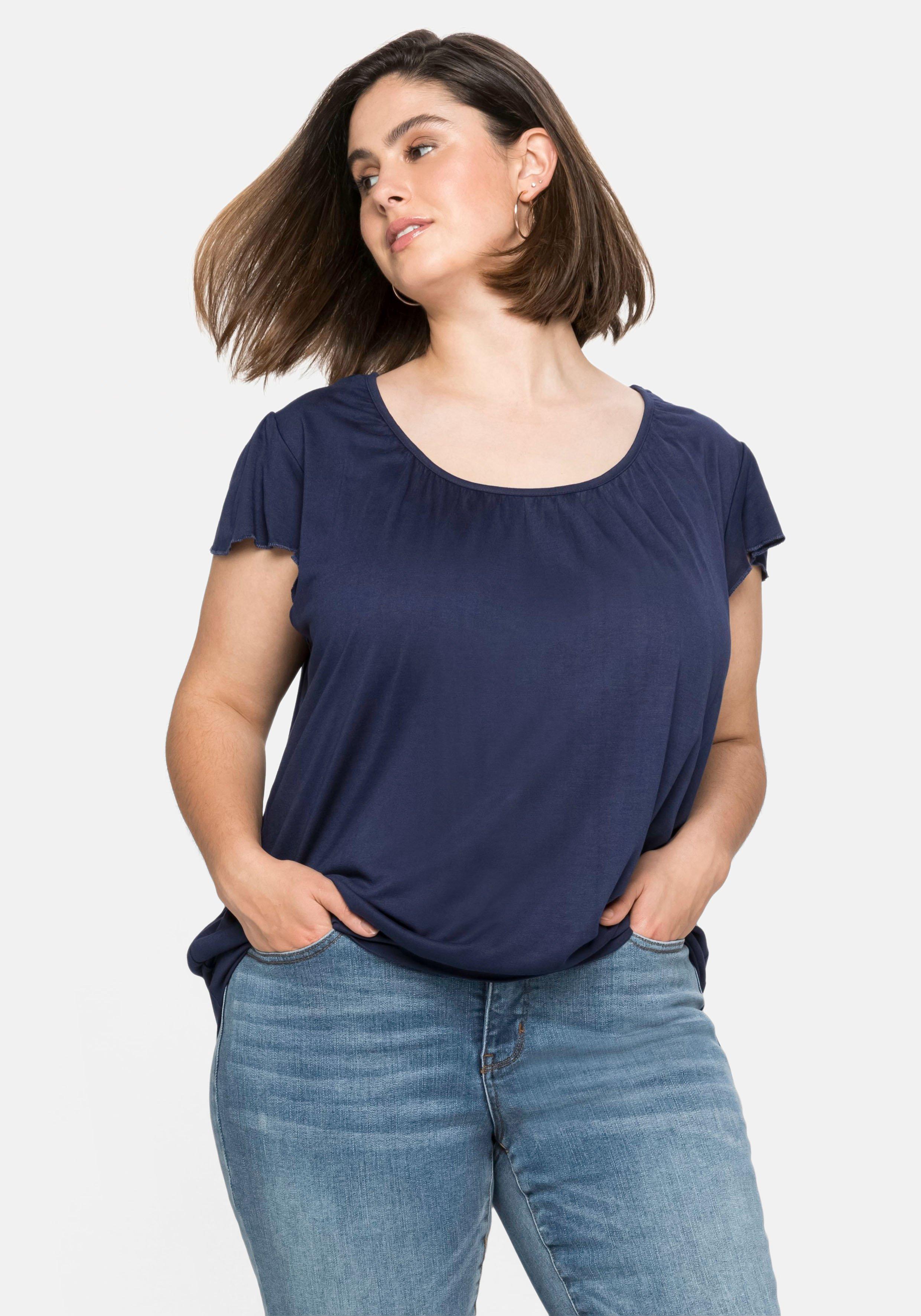 T-Shirt mit Flügelärmeln und breitem Bund