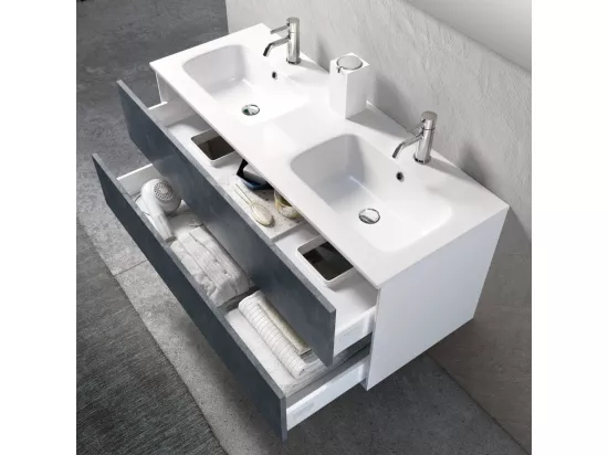 Ensemble de salle de bain double vasque 5 pièces IGEA blue pierre