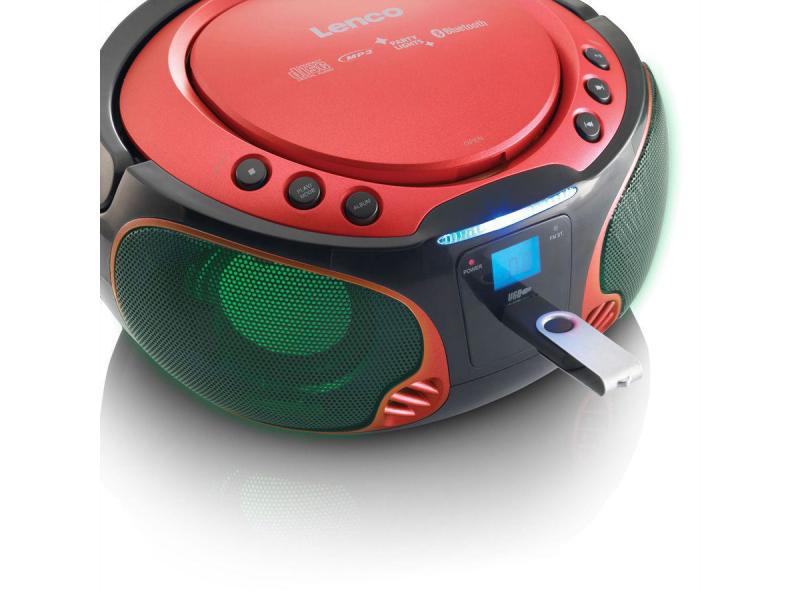 Lenco Radio/CD-Player SCD-550 Rot Boombox mit Bluetooth und USB