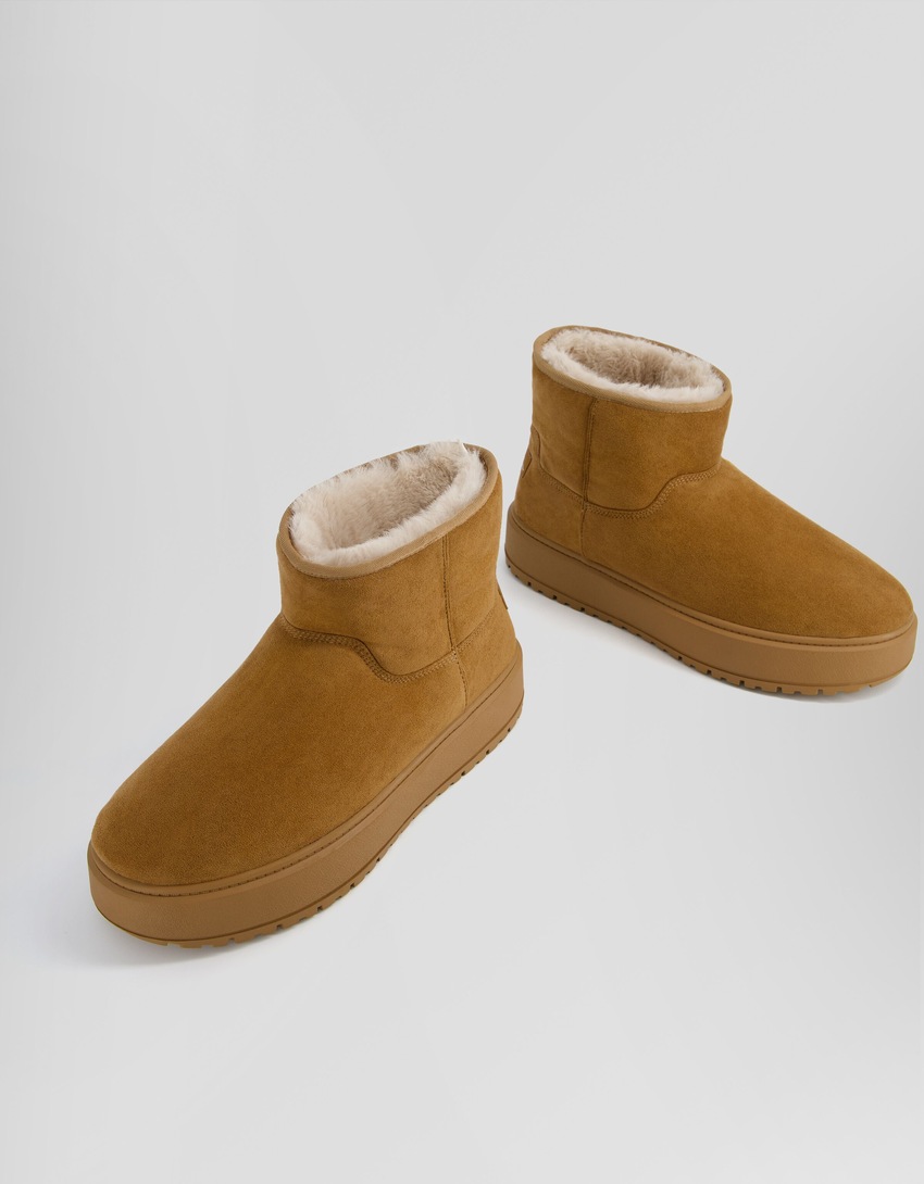 Botas masculinas de cano curto com forro de pele sintética