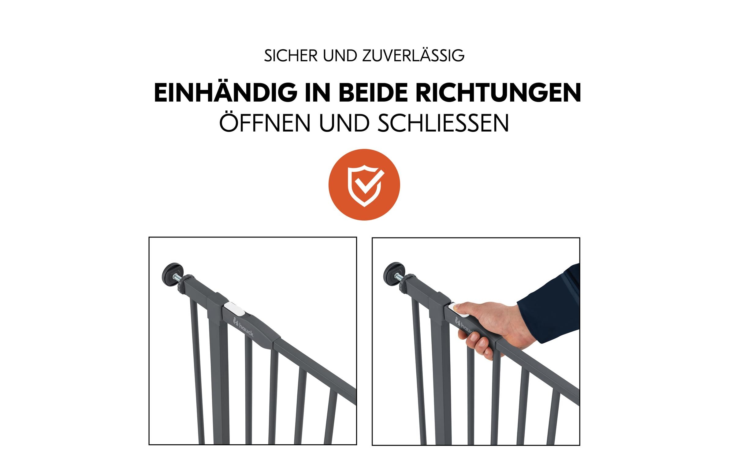 Türschutzgitter Open N Stop 2 Dark Grey 75 cm - 80 cmPraktisches, manuell schliessendes Tür- und Treppenschutzgitter-Set