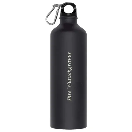 Macma Aluminium Trinkflasche mit Karabinerhaken, 800 ml, schwarz