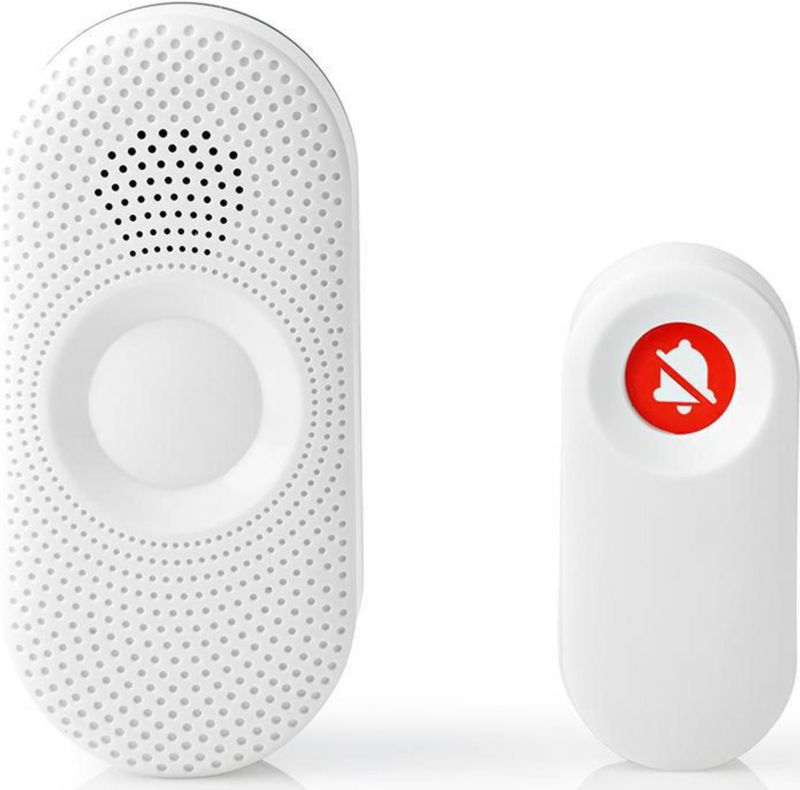Nedis - Draadloze Deurbelset - Wit - Instelbaar Volume - Geluid - Niet Storen Knop