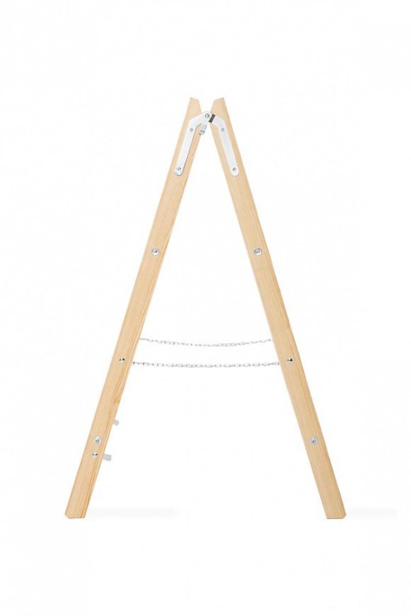 PROREGAL Houten Dubbele Giraf Houten Trapladder met Veiligheidsketting 2 x 5 Sporten 163 cm Hoge Trapladder T-bar Ladder Dubbele Sportladder
