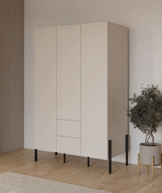 Home affaire Drehtürenschrank »Jukon, moderner Kleiderschrank mit Metallfüssen« B/H/T 3-Türer: ca. 135/210/60 4-Türer ca: 180/210/60,  push to open Funktion, passend zur JUKON Serie, viel Stauraum