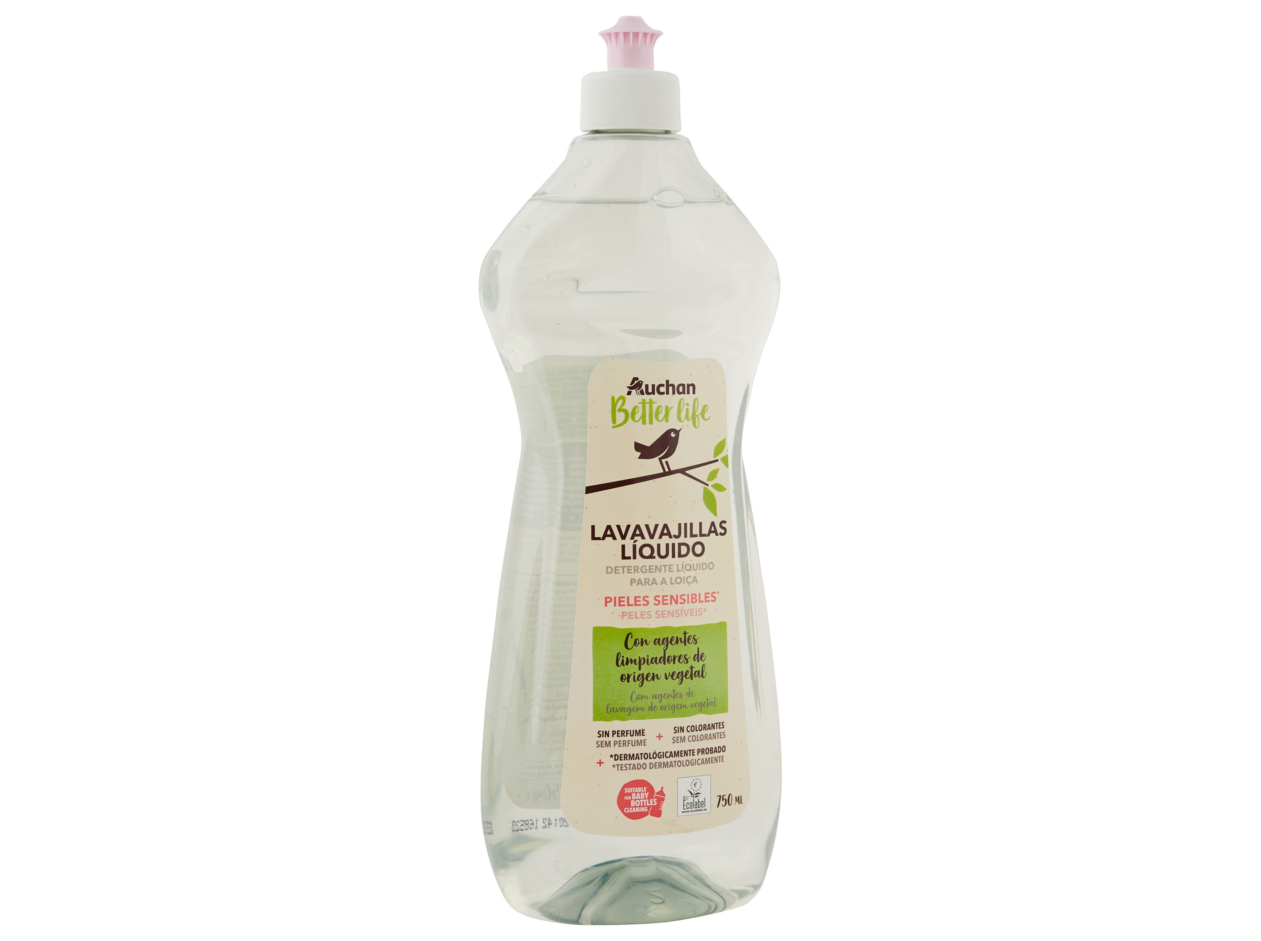 DETERGENTE LOIÇA MANUAL AUCHAN BETTER LIFE PELES SENSÍVEIS BIBERÕES E TETINAS 750ML