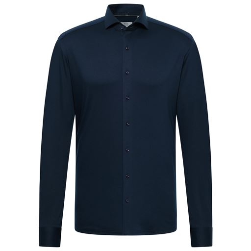 Eterna Langærmet Modern Fit Jersey Skjorte, Mørkeblå, 43