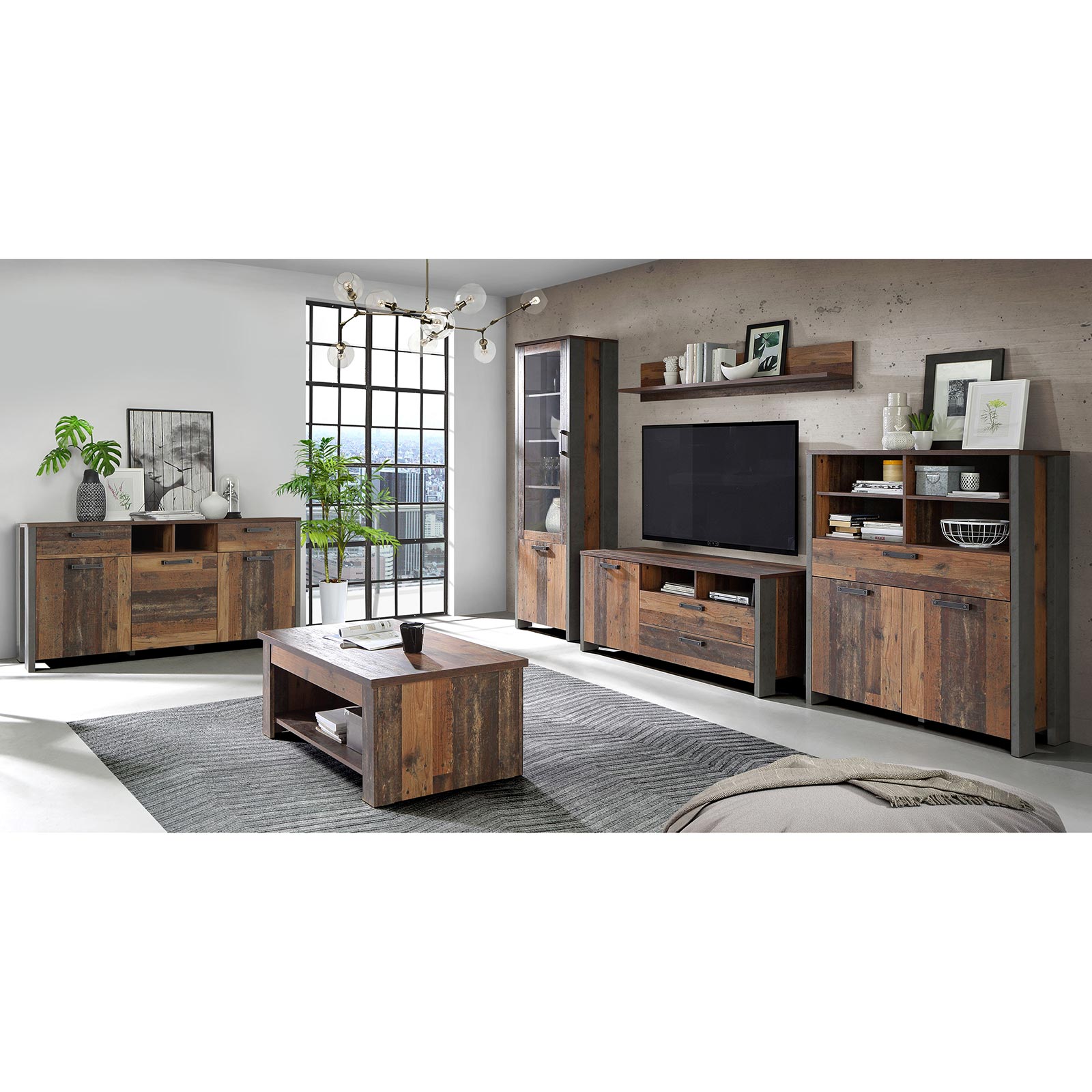 Wandregal - Old Wood Vintage - 160 cm breit