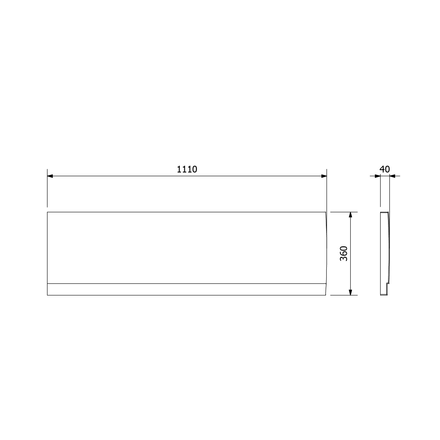 Polysan Deep Plain douchebakpaneel 110x36cm links wit