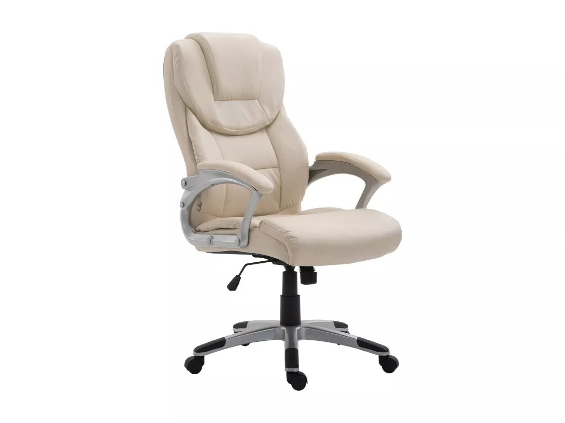 Chaise de bureau - Similicuir & Plastique - Crème - Texas V2