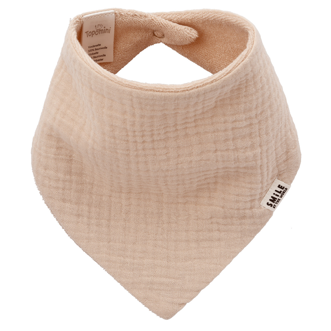 Topomini Baby Musselin-Bandana mit Frottee-Innenseite beige